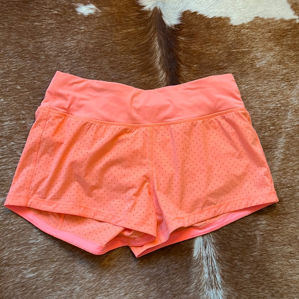 Lululemon neon coral shorts